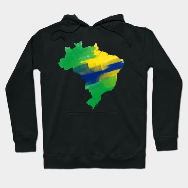 Brazil Map Watercolor Hoodie by lukassfr